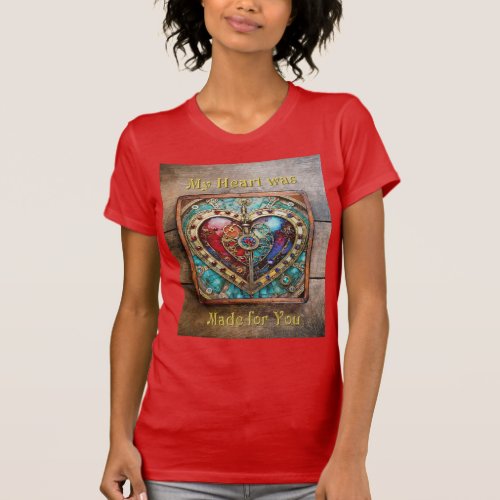 Red  Blue Stained Glass Heart Steampunk Series T_Shirt