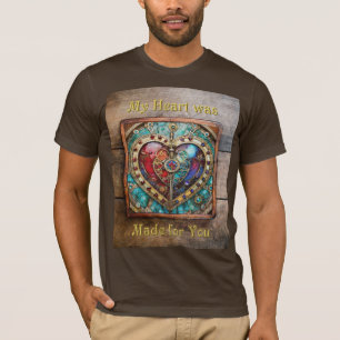 Red & Blue Stained Glass Heart Steampunk Series T-Shirt
