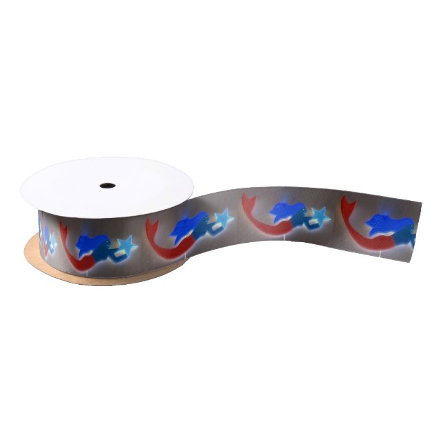 red/blue star carrying mermaid satin ribbon (Spool)