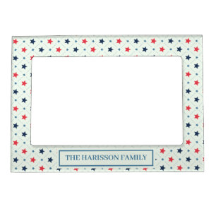 Red Blue Star Dot Line Geometric Pattern Name Magnetic Frame