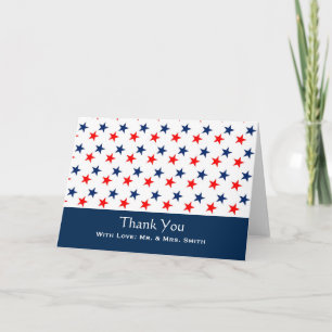 Red Blue Star Personalized Thank You Card