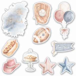 Red Blue Stars Fireworks Sticker