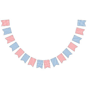 Red & Blue Stars Pattern - Patriotic / 4th of July Bunting Flags