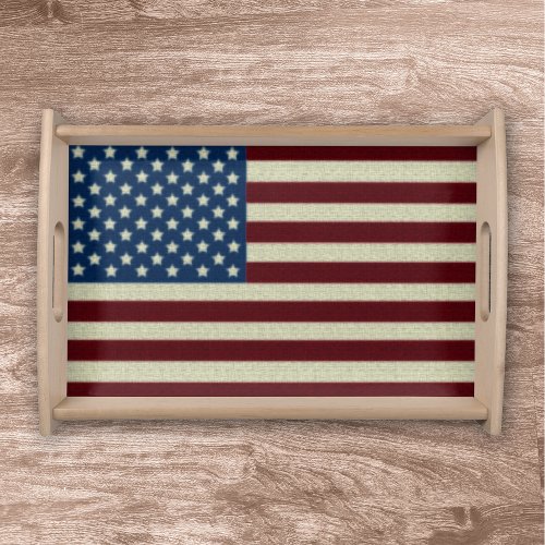 Red Blue Stars  Stripes USA American Flag Serving Tray