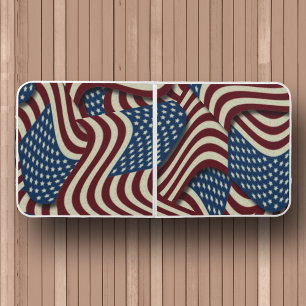  Red & Blue Stars & Stripes USA American Flags Beer Pong Table