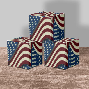 Red Blue Stars & Stripes USA American Flags Favor Boxes