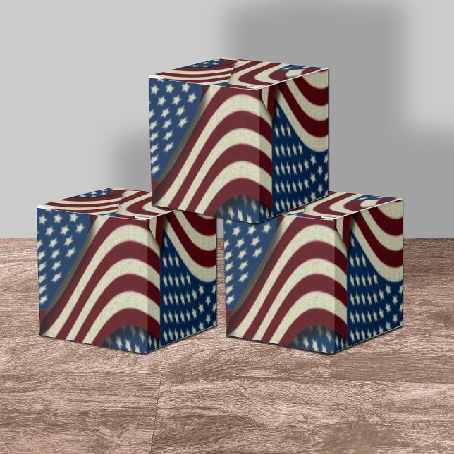 Red Blue Stars & Stripes USA American Flags Favor Boxes (Creator Uploaded)