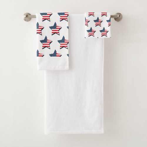 red blue stars usa americanflag flagcolors seamles bath towel set
