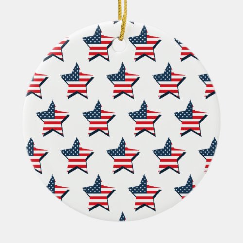 red blue stars usa americanflag flagcolors seamles ceramic ornament