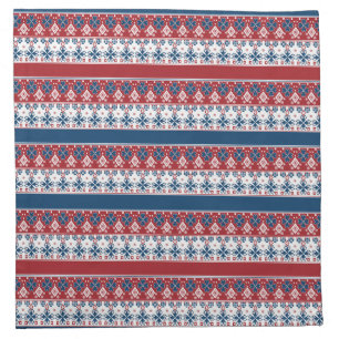 Red Blue Striped Norwegian Pattern  Cloth Napkin