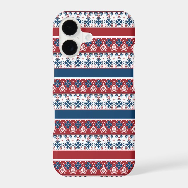 Red Blue Striped Norwegian Pattern  Iphone Case (Back)