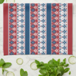 Red Blue Striped Norwegian Pattern  Kitchen Towel