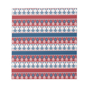 Red Blue Striped Norwegian Pattern  Notepad