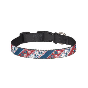 Red Blue Striped Norwegian Pattern  Pet Collar