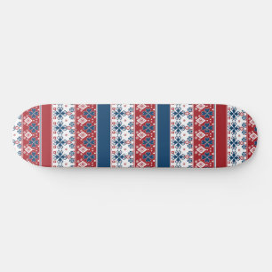 Red Blue Striped Norwegian Pattern Skateboard