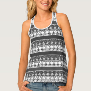 Red Blue Striped Norwegian Pattern Tank Top