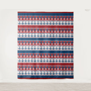 Red Blue Striped Norwegian Pattern  Tapestry
