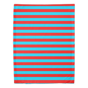 Red Blue Stripes Design Duvet Cover