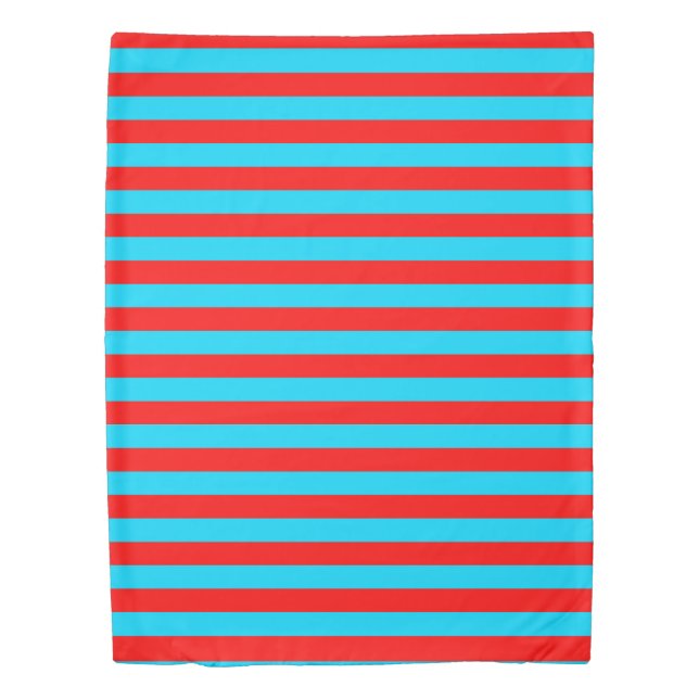 Red Blue Stripes Design Duvet Cover (Front)