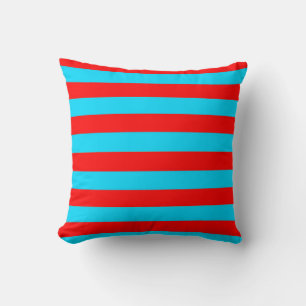 Red Blue Stripes Design Throw Pillow