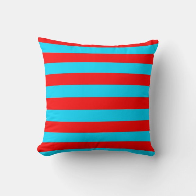 Red Blue Stripes Design Throw Pillow (Front)