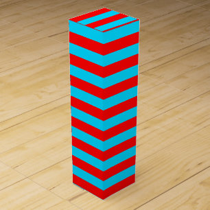 Red Blue Stripes Design Wine Box