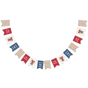 Red Blue Stripes Doggy Party Bunting Flags