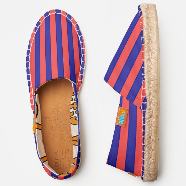Red Blue Stripes Espadrilles Shoes (Side)