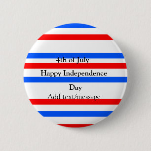 Red blue stripes independence day 4th of July Button