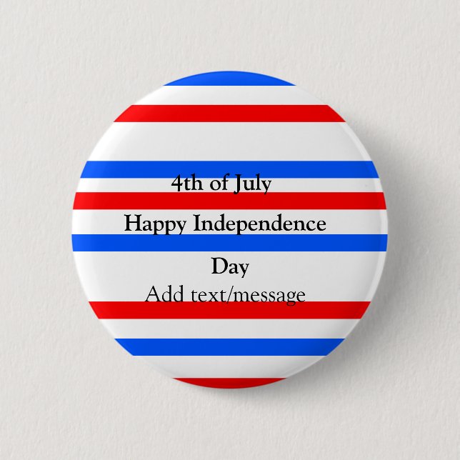 Red blue stripes independence day 4th of July  Button (Front)