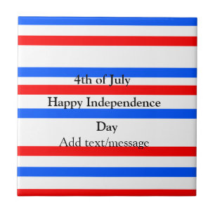 Red blue stripes independence day 4th of July Ceramic Tile