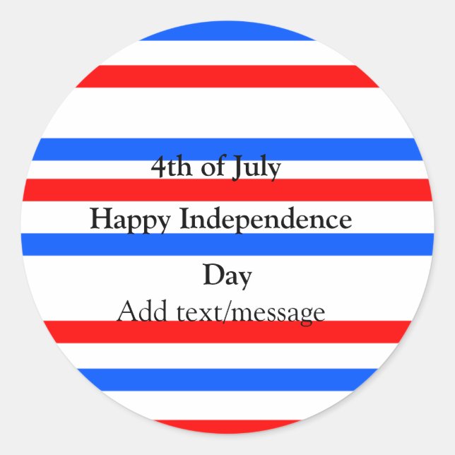 Red blue stripes independence day 4th of July  Classic Round Sticker (Front)