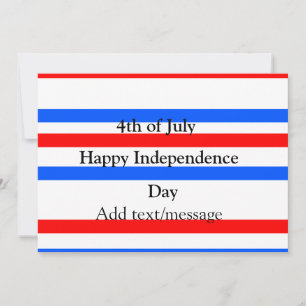 Red blue stripes independence day 4th of July  Invitation