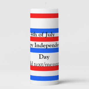 Red blue stripes independence day 4th of July Pillar Candle