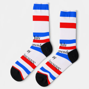 Red blue stripes independence day 4th of July Socks