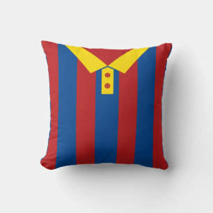 Red & Blue Stripes Name & Number Soccer Jersey Throw Pillow