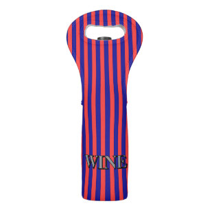 Red Blue Stripes WINE Logo Bag