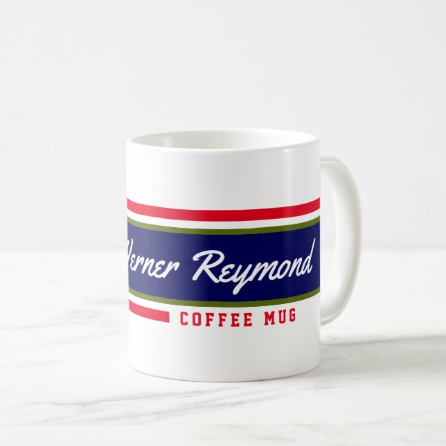 red&blue stripes with his name coffee-mug coffee mug (Front Right)