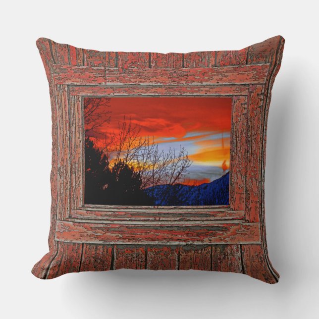 Red blue sunset throw pillow (Front)