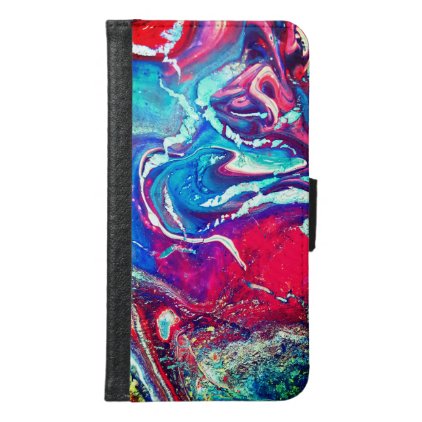 Red Blue Swirl Samsung Galaxy S6 Wallet Case