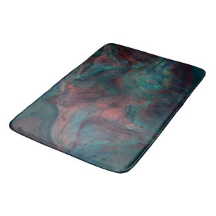 red, blue, teal and Purple Marble abstract Bath Mat