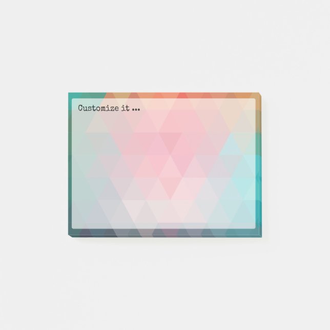 Red Blue Teal Geometric Tiangles Post-it Notes (Front)