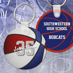 red blue team colors basketball keychain