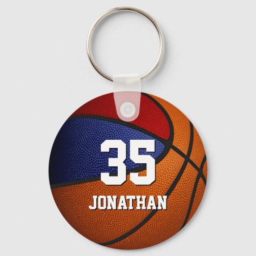 red blue team colors basketball party favors keychain