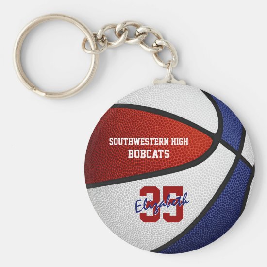 red blue team colors basketball sports gifts keychain