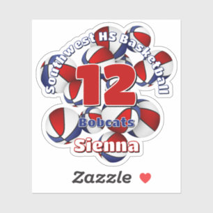 red blue team colors basketballs kids sports sticker