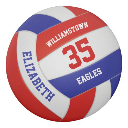 Red blue team colors girls boys volleyball eraser