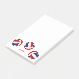 red blue team colors personalized volleyball post-it notes