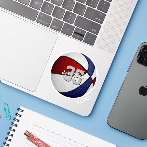 red blue team colors realistic basketball sticker