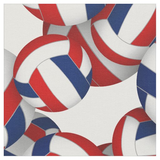 red blue team colors volleyballs pattern fabric